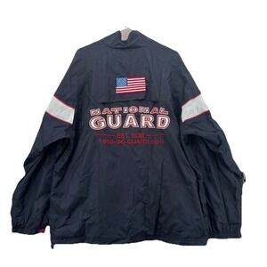 Army National Guard Jacket Mens XL Navy Blue Zip Up Package Nylon USA Zip Up